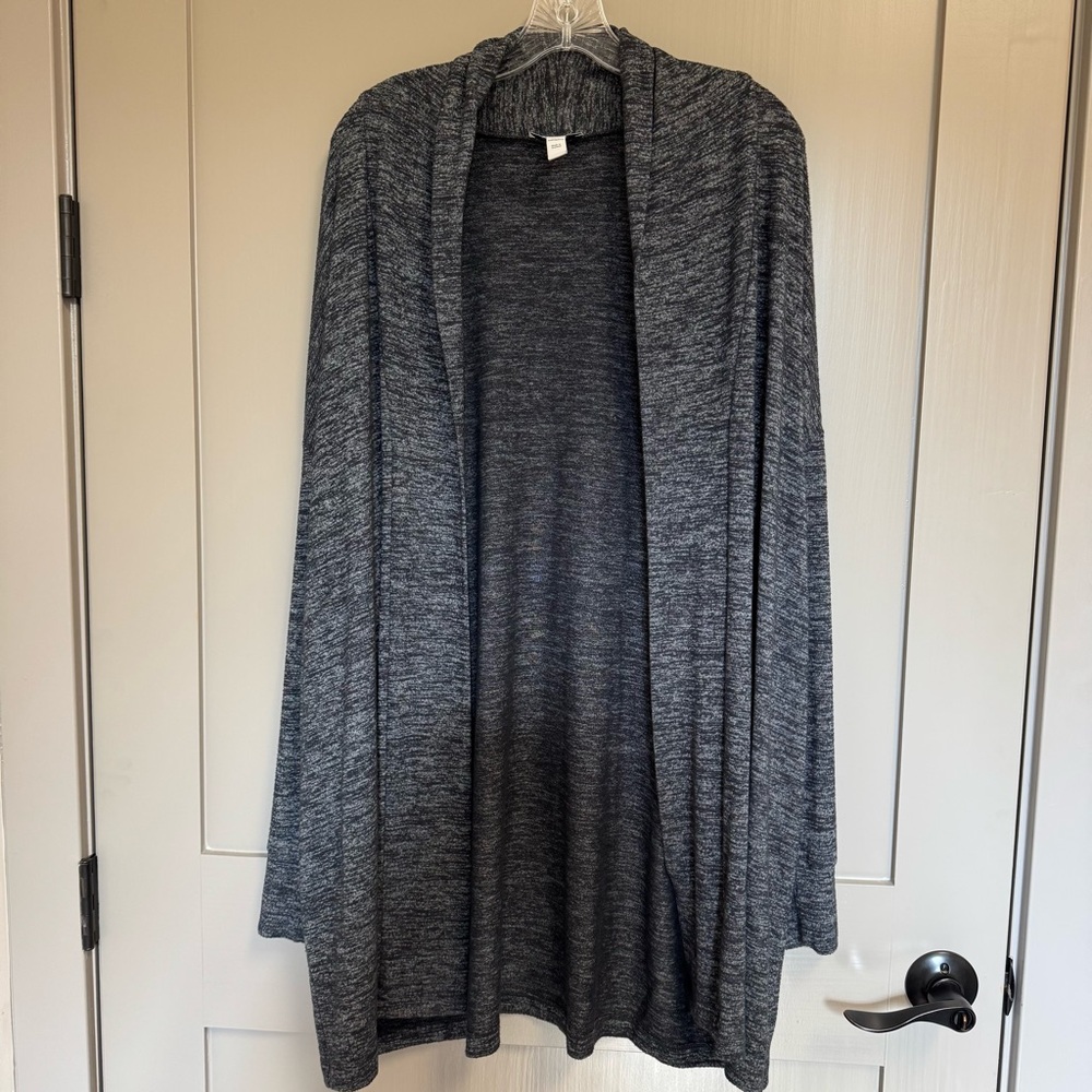 Daily Ritual Gray Long Line Sweater Cardigan Size XXL Marled Gray Open Front